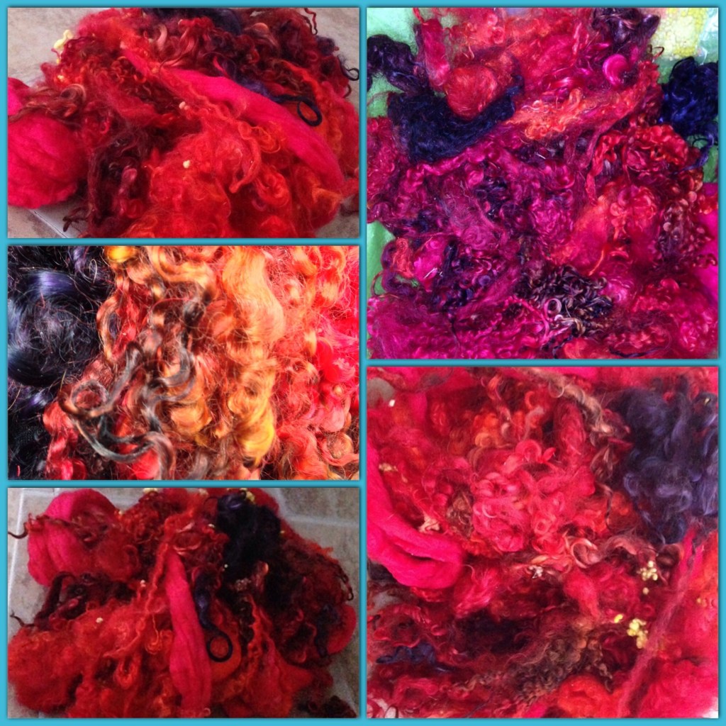 This scrapbox was dyed a work of art. I've never seen a red quite like this, and I'm in love with it. All the other colors in this package just magnify and perfectly compliment the depth of saturation in this fiber